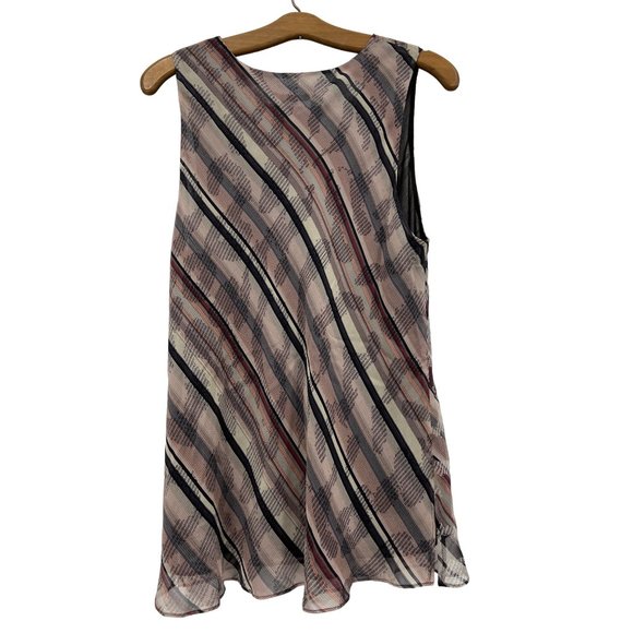 Nic and Zoe Silk Striped Geometric Tank Top Womens S Sleeveless Side Slit Flowy - Picture 2 of 7
